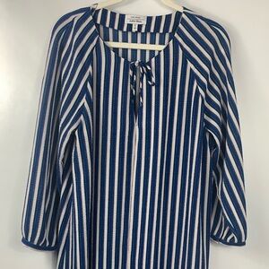 Paris Atelier & Other Stories’ Navy, White, & Pink Striped Midi Dress Sz 10